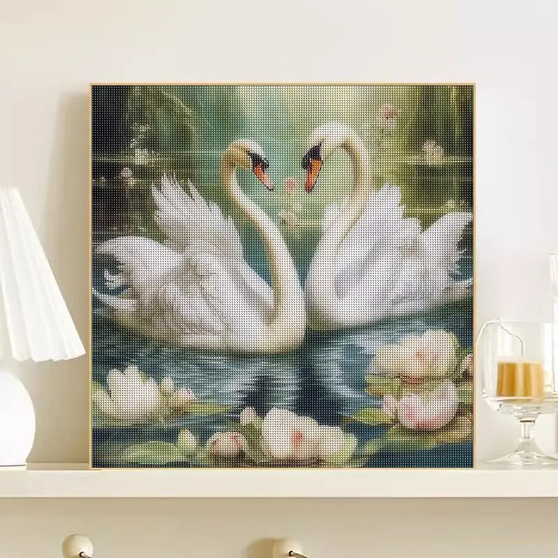 CHENISTORY 5D DIY Diamond Painting Swan Cross Stitch Kit Diamond Embroidery Animal Pictures Of Rhinestones Home Decor Gift