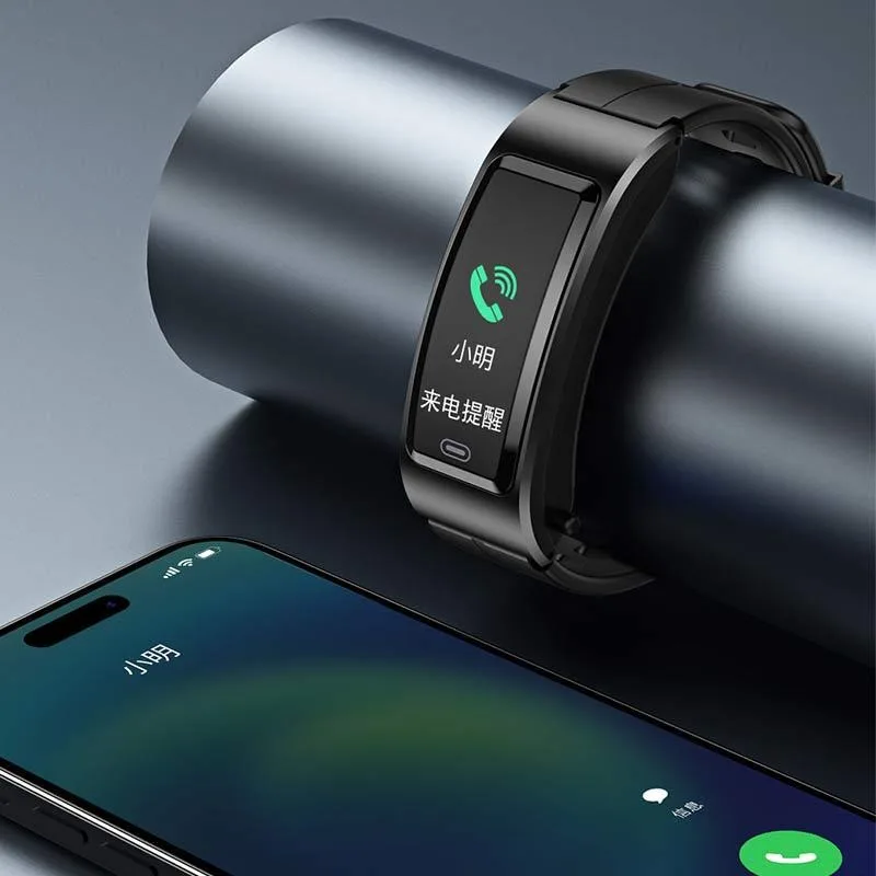 KLW B7 2in1 Bluetooth Ear Smart Bracelets Sleep Monitoring Sports Step Counting Alarm Clock Reminder  Heart RateTalk Band