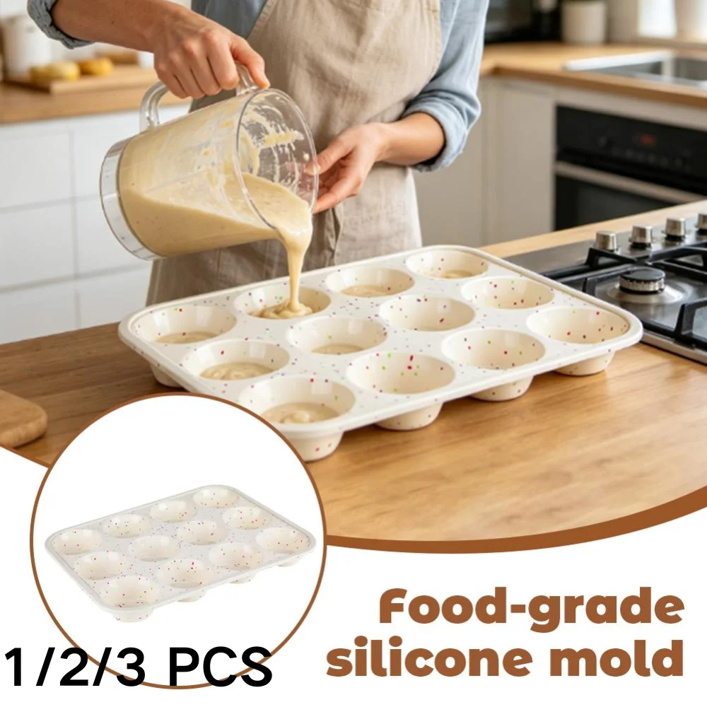 1/2/3 Moldes de Silicona Antiadherentes para Muffins, Moldes Redondos para Chocolate, Moldes para Cupcakes, Herramienta para Hacer Muffins, Accesorios de Cocina
