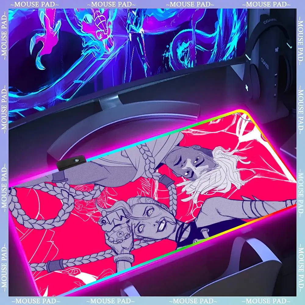 Ekko Arcane Mouse Pad RGB Keyboard Cover Desk-mat Colorful Surface Waterproof Multi-size World Computer GamerMause Pads Cute Ca