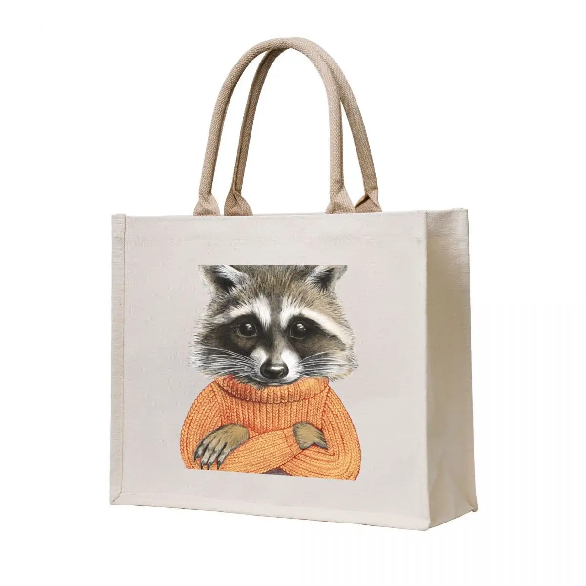 

Raccoon in winter sweater Tote Bag large size bags Shopper handbag Woman shopper bag