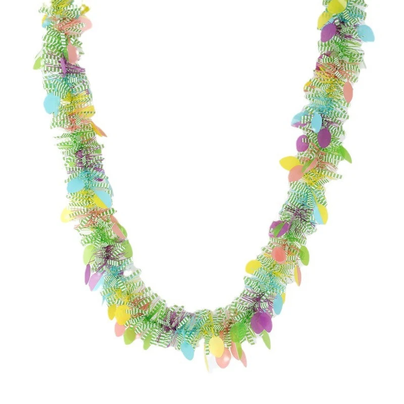 2m Easter Day Party Colorful Stripes Scene Arrangement Colorful Wool Stripes Tinsel Easter Hanging Ornament