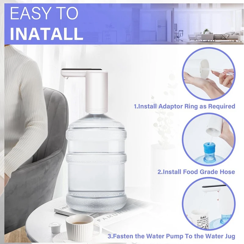 เครื่องจ่ายน้ำสำหรับขวดขนาด5แกลลอนปั๊มน้ำแบบสูบได้เร็วกว่า2มอเตอร์อเนกประสงค์ระบบชาร์จ USB แบบพกพา