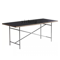 XL Mid-Ancient Dining Table Stainless Steel Solid Wood Computer Desk Home Minimalist Desk Conference Table