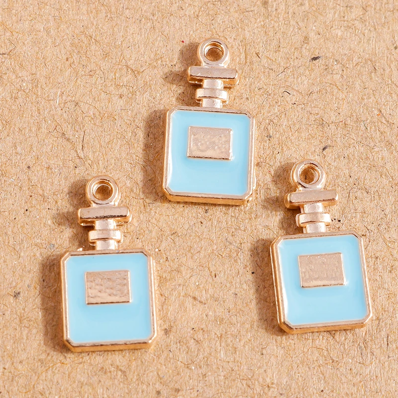 10pcs 9*16mm Alloy Enamel Perfume Bottle Charms Pendants for Cute Necklaces Drop Earrings Keychain DIY Jewelry Making Findings