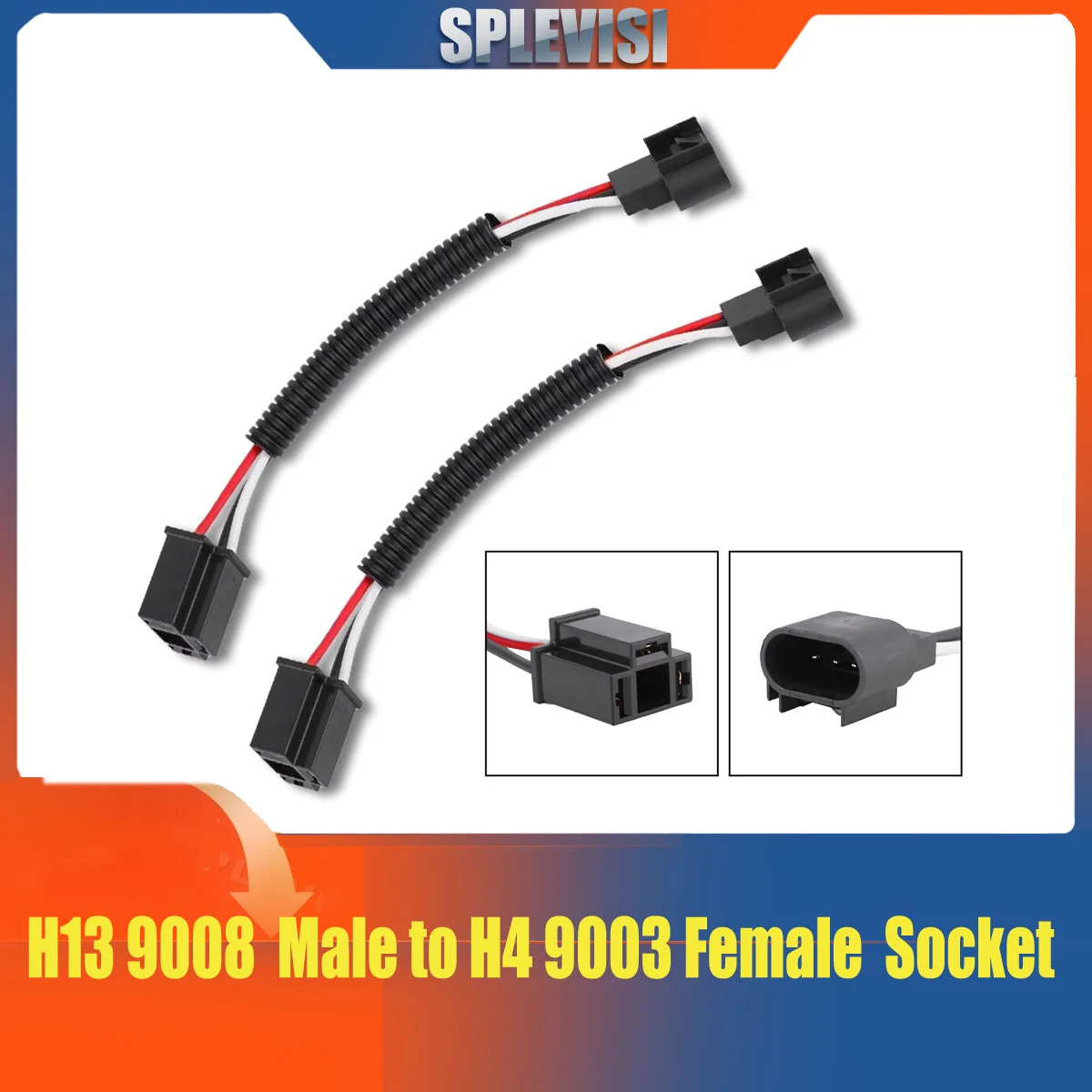 

H13 Male to H4 Female Adapter, Waterproof Headlight Adapter Connector Wire Harnes, HID to Led Conversion Kit for Headlights