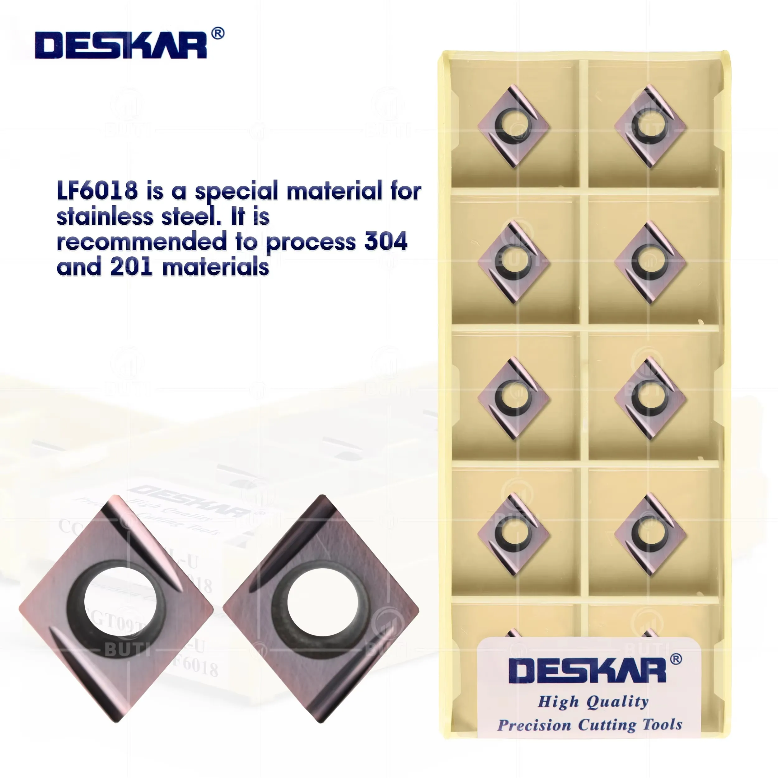 

DESKAR 100% Original CCGT09T304R-U LF6018 CCGT09T304L-U LF6018 CNC Lathe Cutter Tool Turning Insert Rhombus Stainless Steel Part