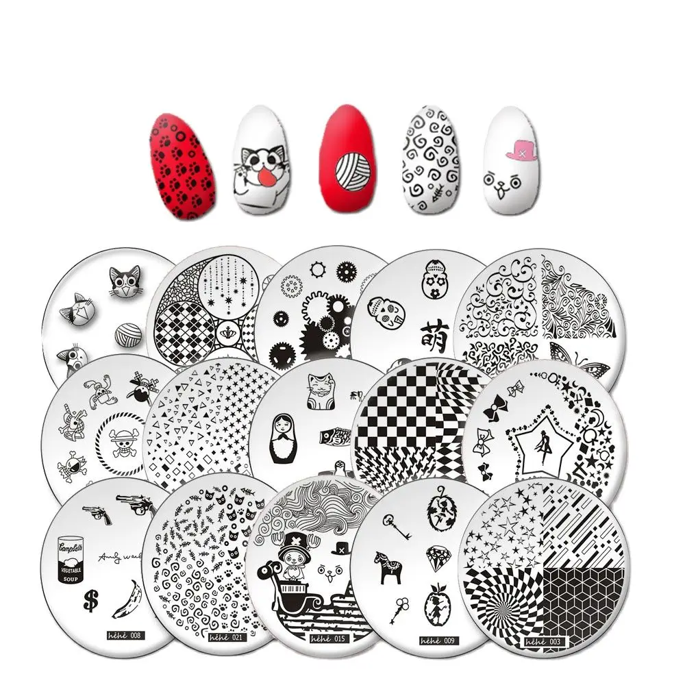 Finger Angel 1PCS Diameter 5.6cm Nail Art Stamping Plates Stamp Image Plate Funny Lovely Cartoon Design Round Nails Template