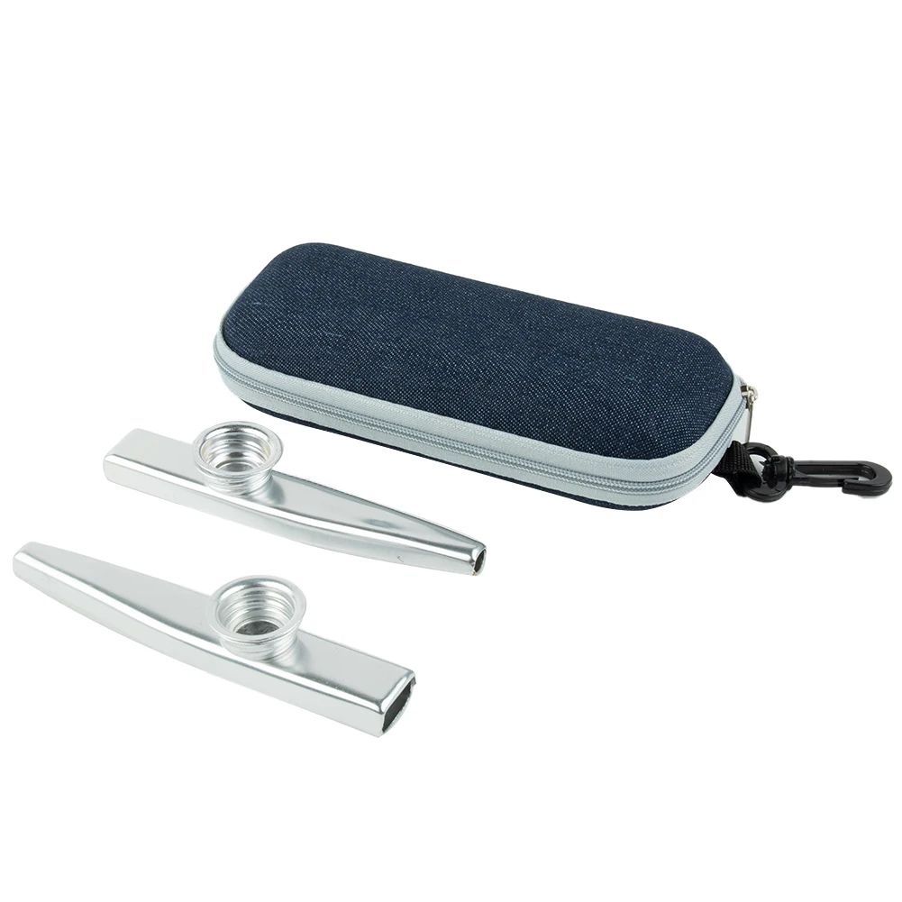 

Металлическая канау Kazoo, случайный цвет, ширина 6,6 см, с сумкой для хранения, 2 шт., алюминиевая длина 16,5 см, металлическая флейта Kazoo для рта