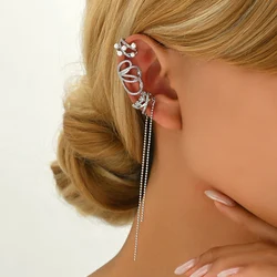 ZHONGVI 1 Pcs Zircon Korean Wave Multilayer Geometry Ear Cuff Clip on Earrings For Women Without Piercing Non-pierced Jewelry