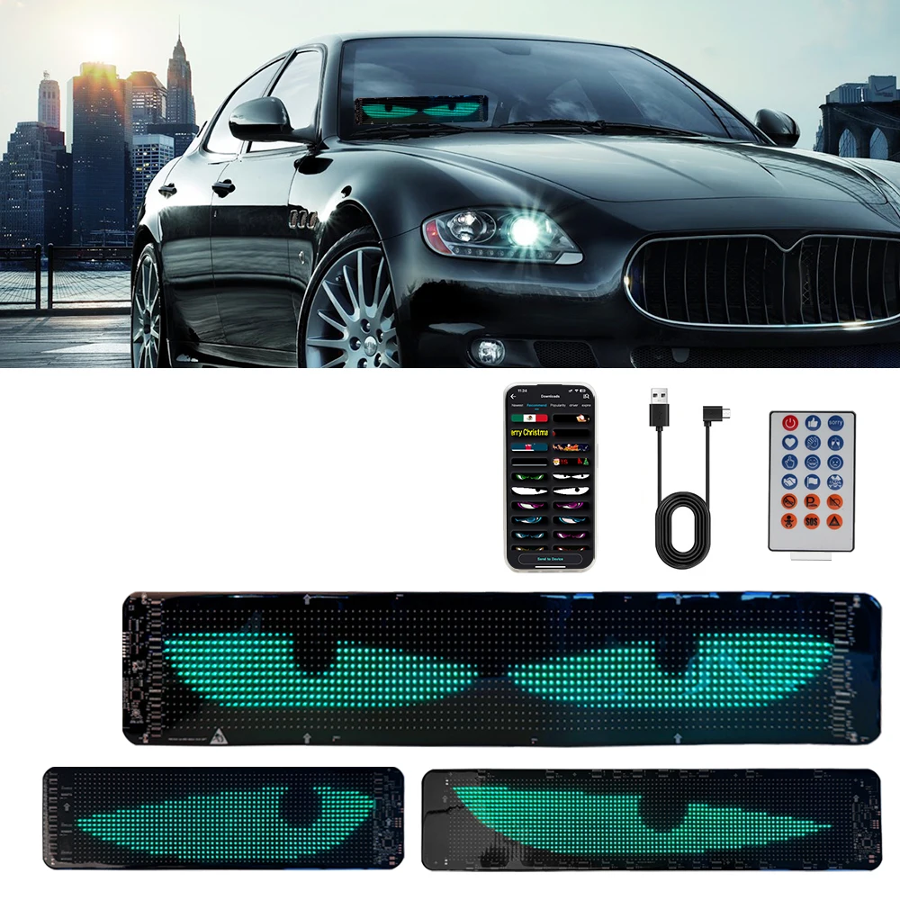 Foldable Remote Control Truck Devil Eye LED Matrix Pixel Panel Lighting Graffiti Scrolling Stickup Text Board Windshield