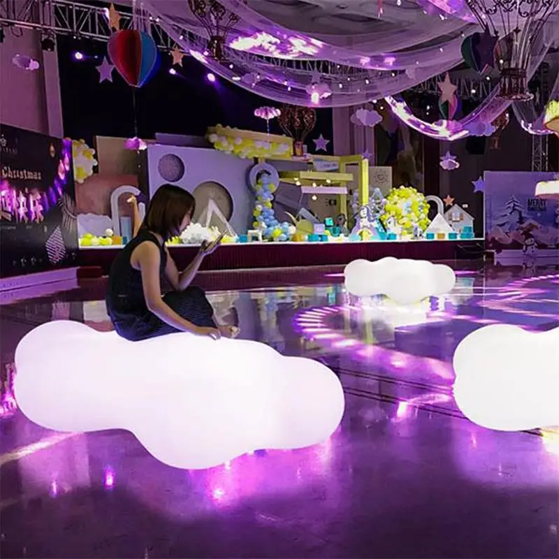 New LED Bar furniture Nightclub Glowing Cloud Waiting Stool Rechargeable Shoe Changing Bench Waterproof Salon Lounge Sofa