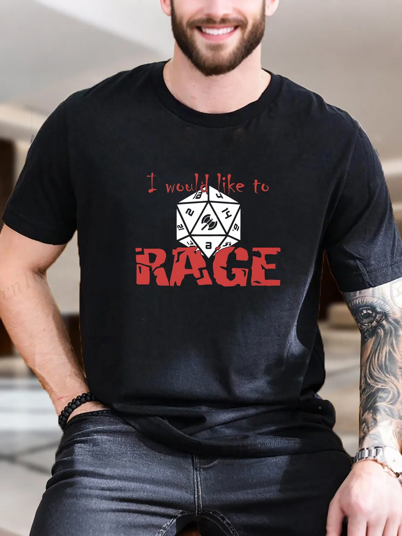 

New Arrival Fashion Men's Printed Short Sleeve T-Shirt Comfortable Pure Cotton with Rage Dice Design Trendy Casual Wear for Summer