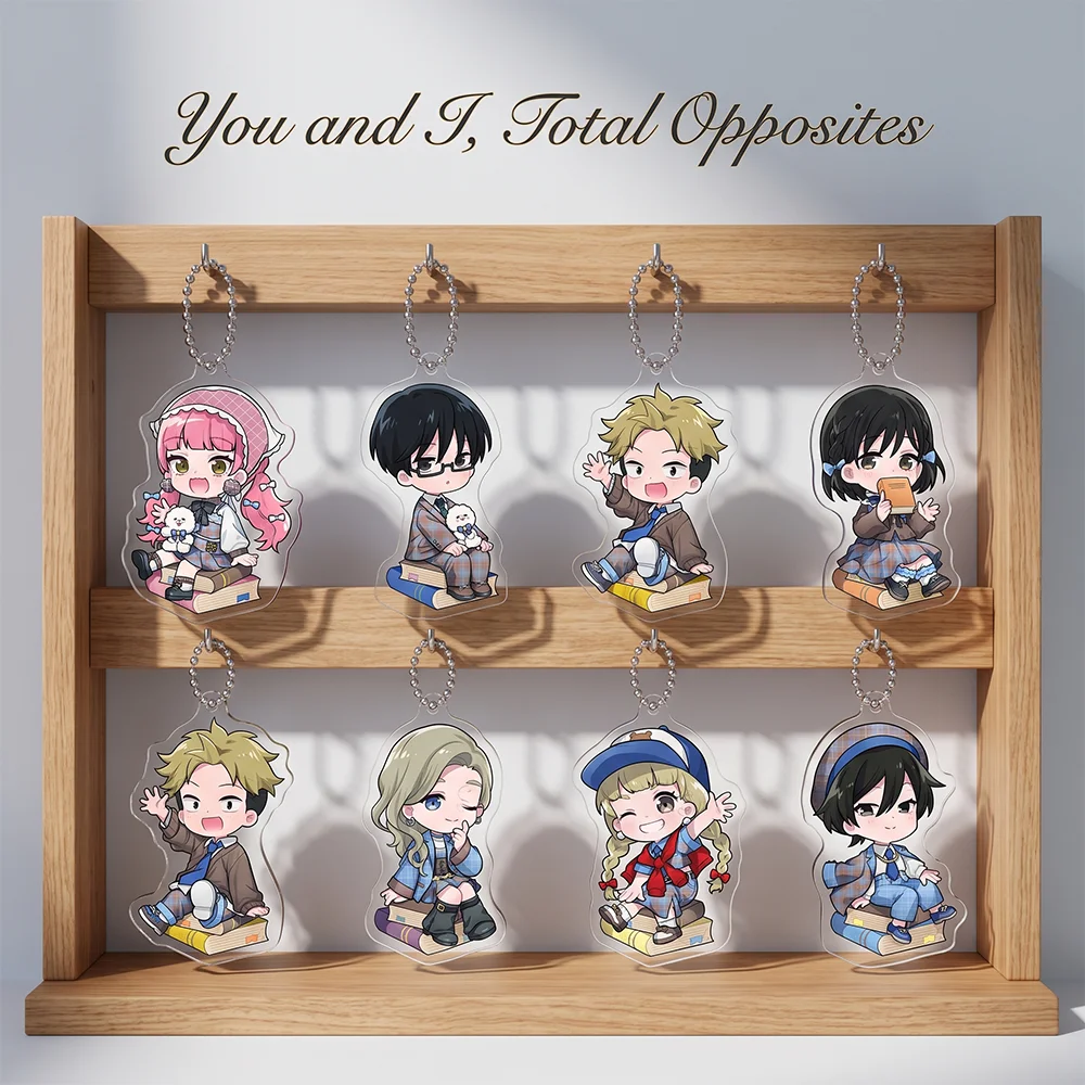 Anime You and I, Total Opposites Miyu Yusuke Preppy Coord  6CM Kawaii Keychain Cute Keyring Decor Anime Fans Collection  Gift