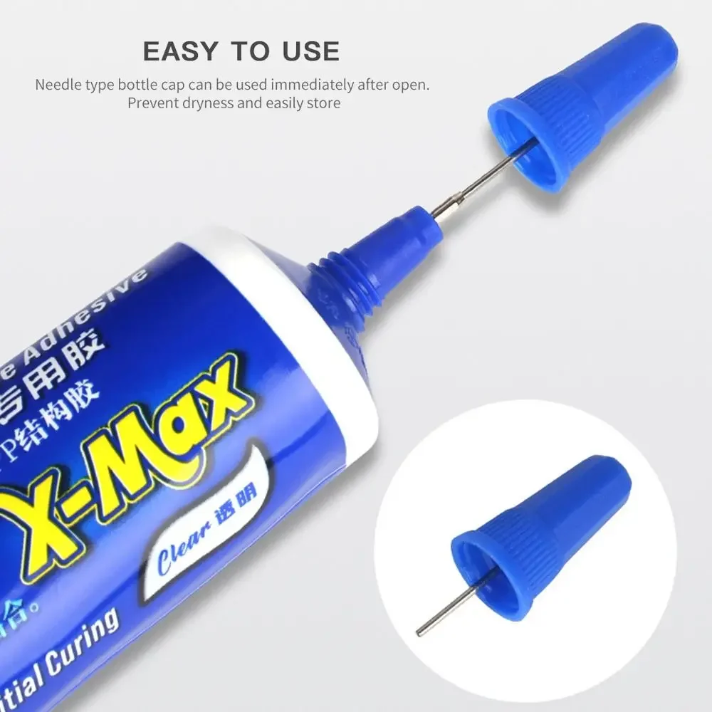 

Клей X-MAX PP для структурного склеивания, 50 мл, черный/прозрачный, для ремонта рамок телефонов, ЖК-экранов, задних крышек
