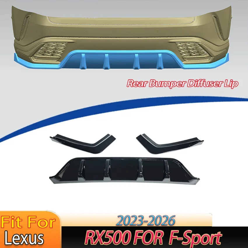 3pcs Rear Bumper Diffuser Lip for Lexus RX500 2023 2024 2025 2026 for F-Sport Black Knight Style Body Kit Tuning Car Accessories