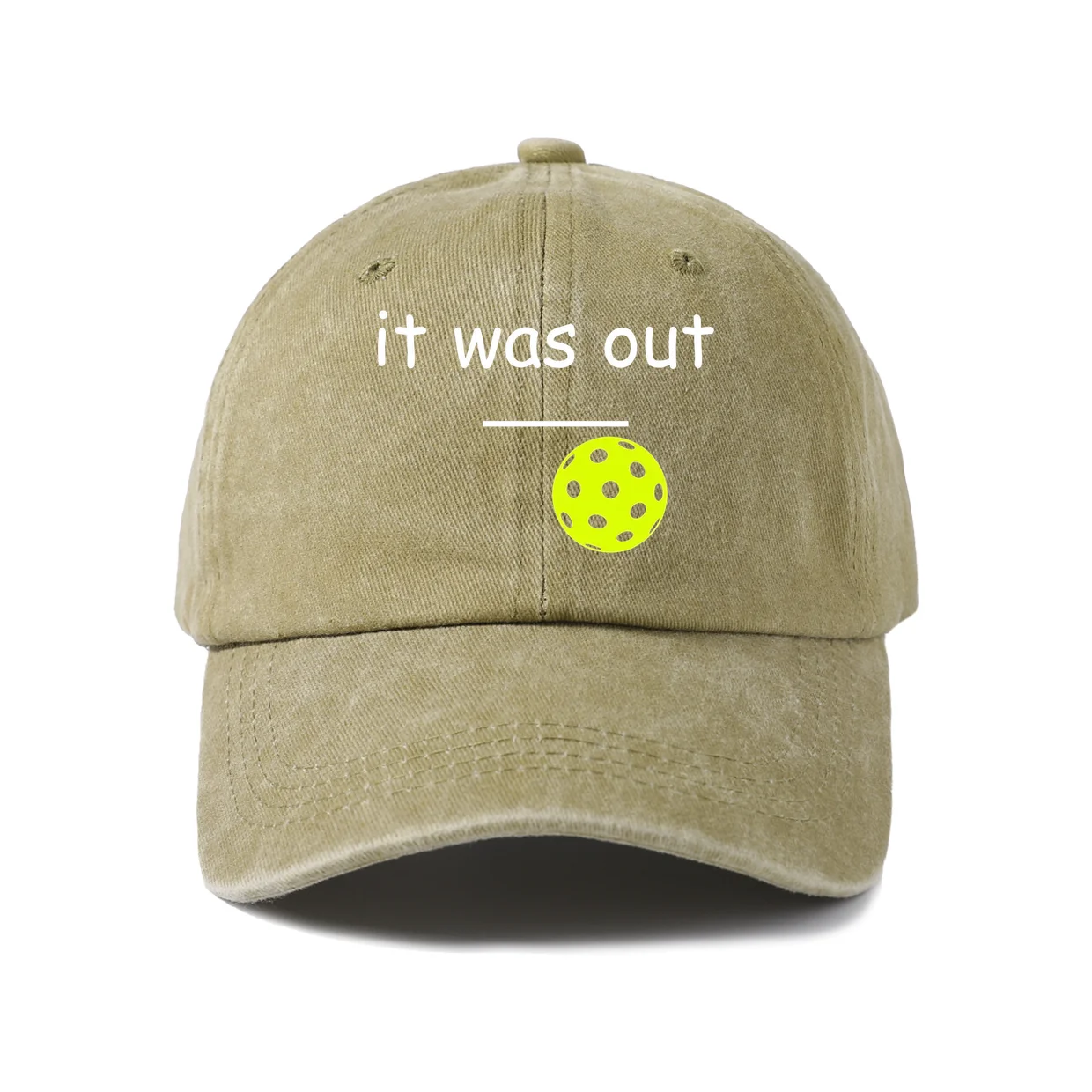 Pickleball Out Call Quote Graphic Baseball Cap, Vintage Washed Adjustable Unisex Dad Hat, Casual Gift