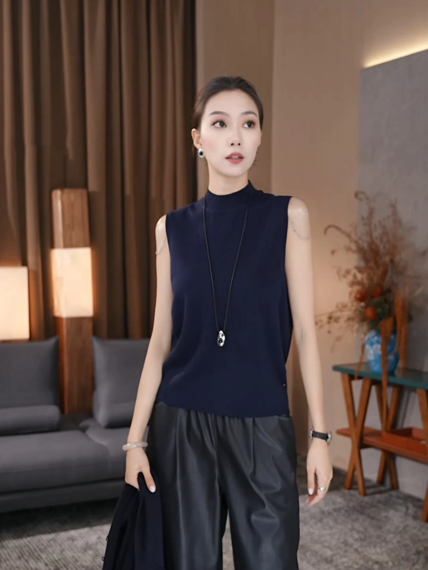 

Slim Fit Knitted Vest Women's Svel High Collar Spring New Sle Inner Wear Outerwear Base Layer Tank Top f High Collar