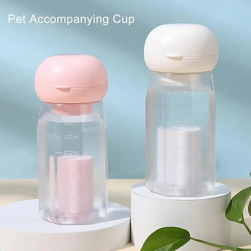 Portable Pet Water Bottle 600ml Large Capacity Portable Dog Water Bottle 2 In 1 Leak Proof Puppy Water Dispenser With Drinking