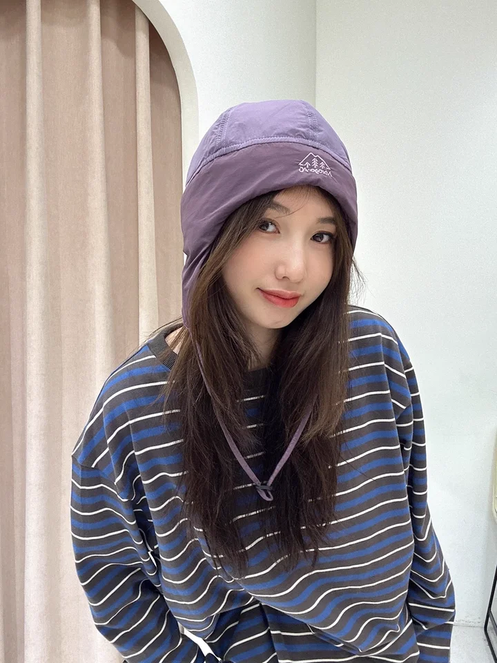 2025 جديد مصمم في الهواء الطلق التطريز إلكتروني سدادات حماية الأذن الدافئة منفذها قبعة للنساء الرجال المخملية اصطف Brimless الدراجات الطيار قبعة