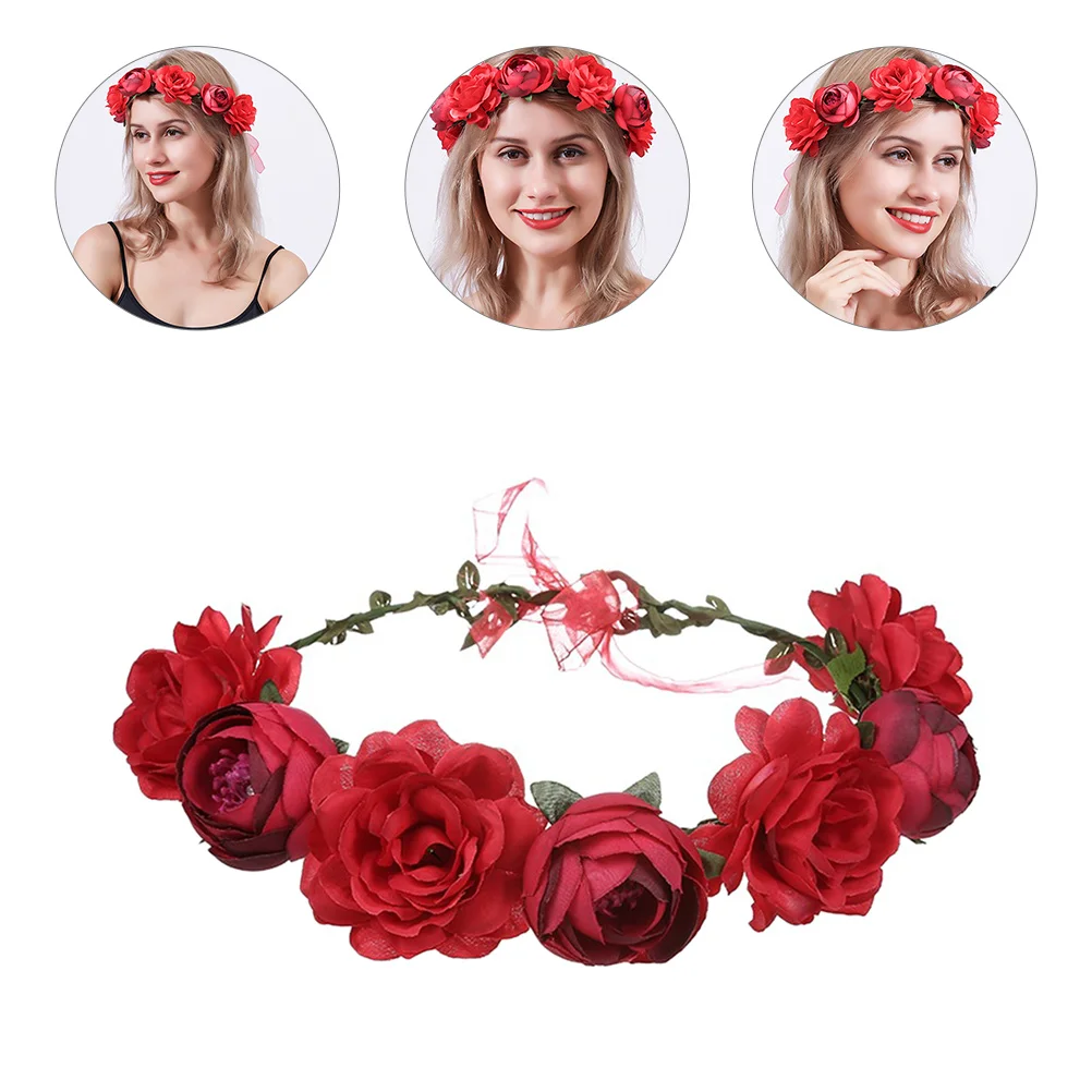 

Floral Hair Accessories Wedding Bride Headpiece Seaside Resort Women Flower Girl Headb Bridal Flowers Holiday Supply Style