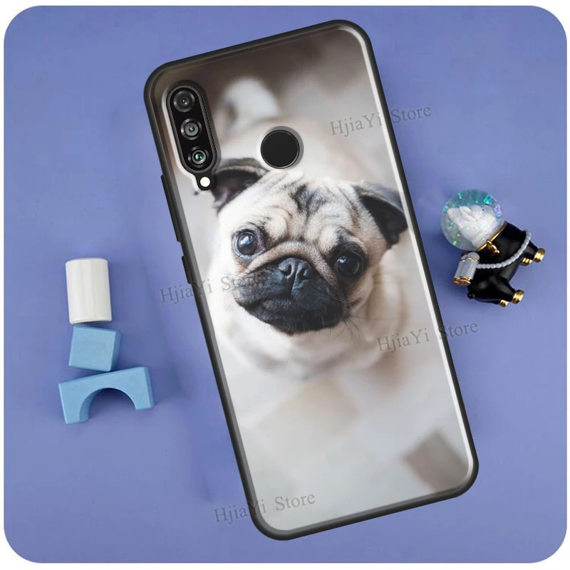 Cute Pug Dog Case For Huawei P50 Pro P20 P30 P40 Mate 20 Lite P Smart 2019 Nova 5T Honor 50 Lite 9X 8X