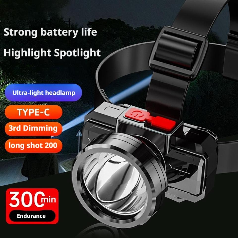  Super Bright LED Headlamp Portable Outdoor Fishing Headlight USB Rechargeable Waterproof Head Mounted Flashlight Camping Lamp 