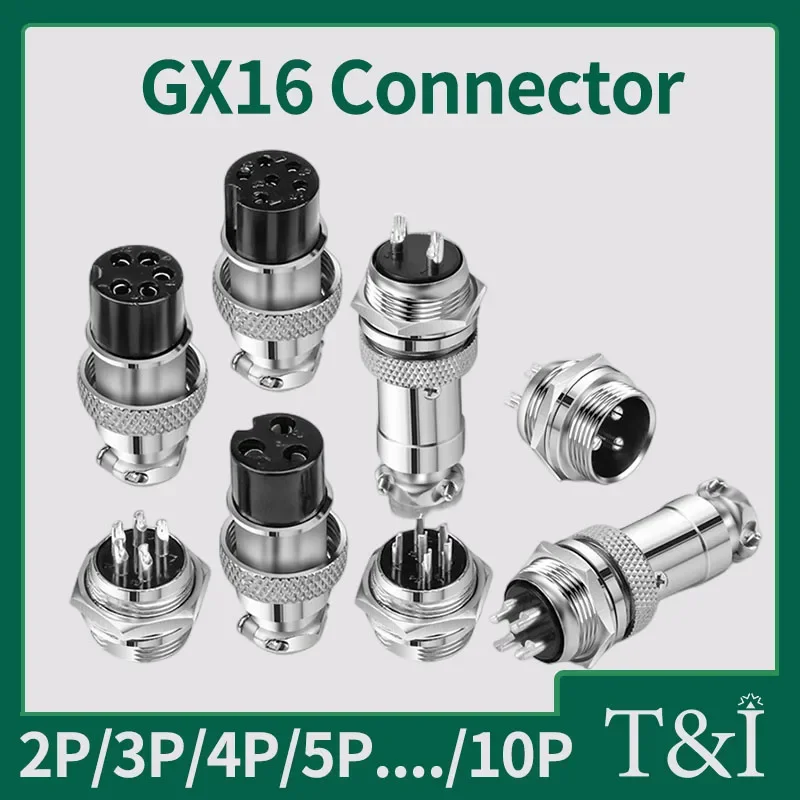 

5/20/100 Sets GX16 Nut Aviation Plug Socket Male Seat&Female Head Waterproof Circular Cable Connector 2 3 4 5 6 7 8 9 10Pin