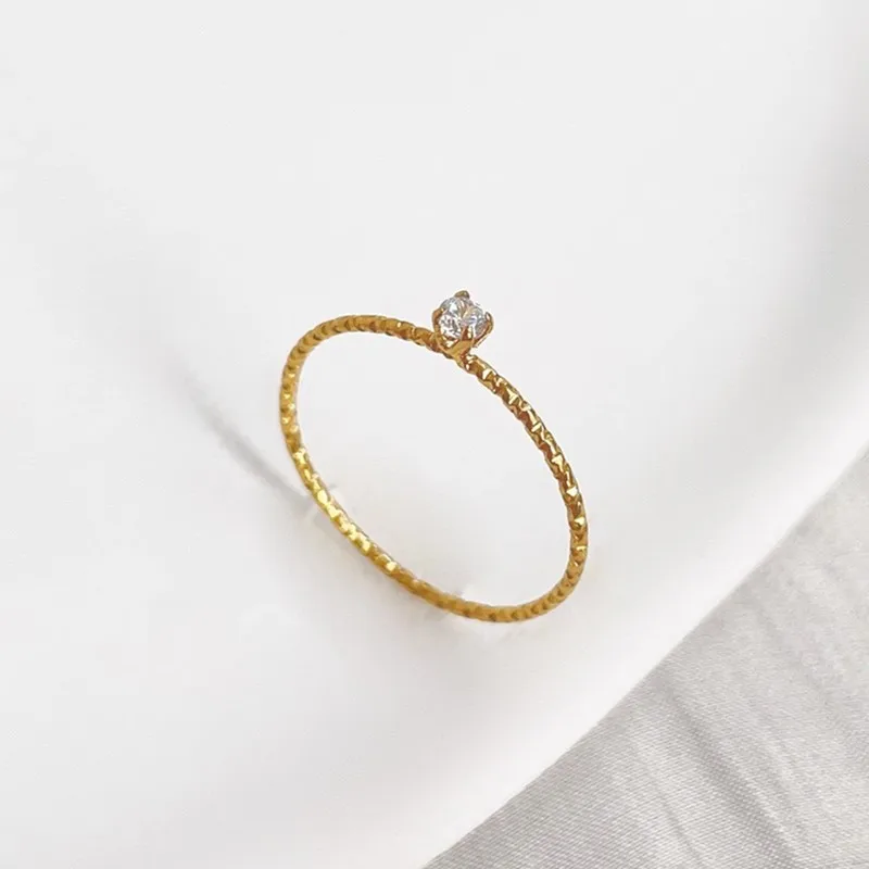 4mm Single CZ Stainless Steel Thin Ring Wedding Band for Women Girl Size 4-10