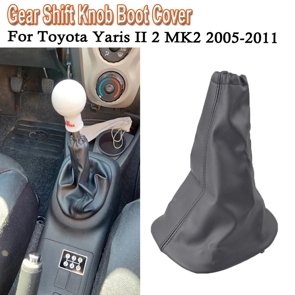 Car Gear Stick Shift Knob Gearbox Shift Knob Boot Cover Leather For TOYOTA YARIS II 2 MK2 2005 2006 2007 2008 2009 2010 2011