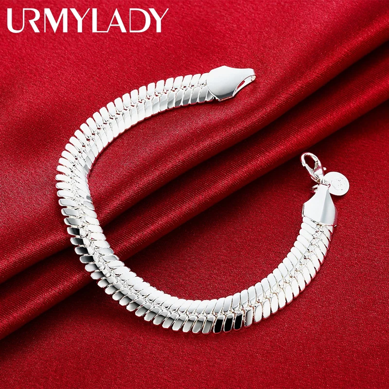 925 Sterling silver 10MM Snake 21cm Noble wedding for WOMEN MEN noble fashion jewelry Mens chain Bracelet H231
