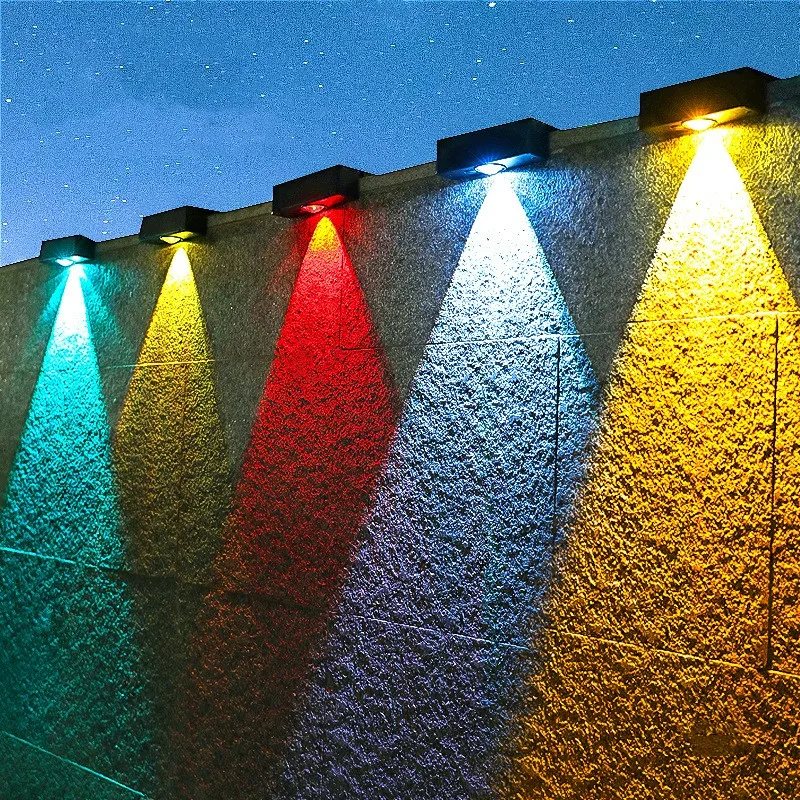 LED Solar Wall Lamp Outdoor Waterproof Solar Powered Fence Light Garden Decor Lights Courtyard Patio Balcony Stair Lighting