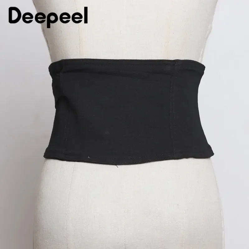 Deepeel 70cm Fashion Women's Elastic Wide Belt Black Retro Waistband Shirt Dress Luxury Female Decorative Corset Suit Cummerbund