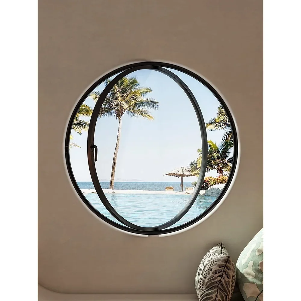 Customized Round glass window,  Iron window frame moon  Indoor anti peeping  Attic Landscape  Art Window