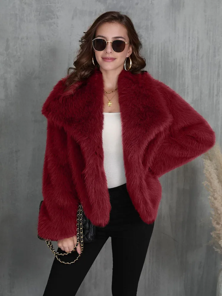 ZADORIN Fashion Oversized Turn Down Collar Fluffy Faux Fur Coat Woman Vintage Faux Fur Jacket Coats Winter Clothes Woman 2025 image 3