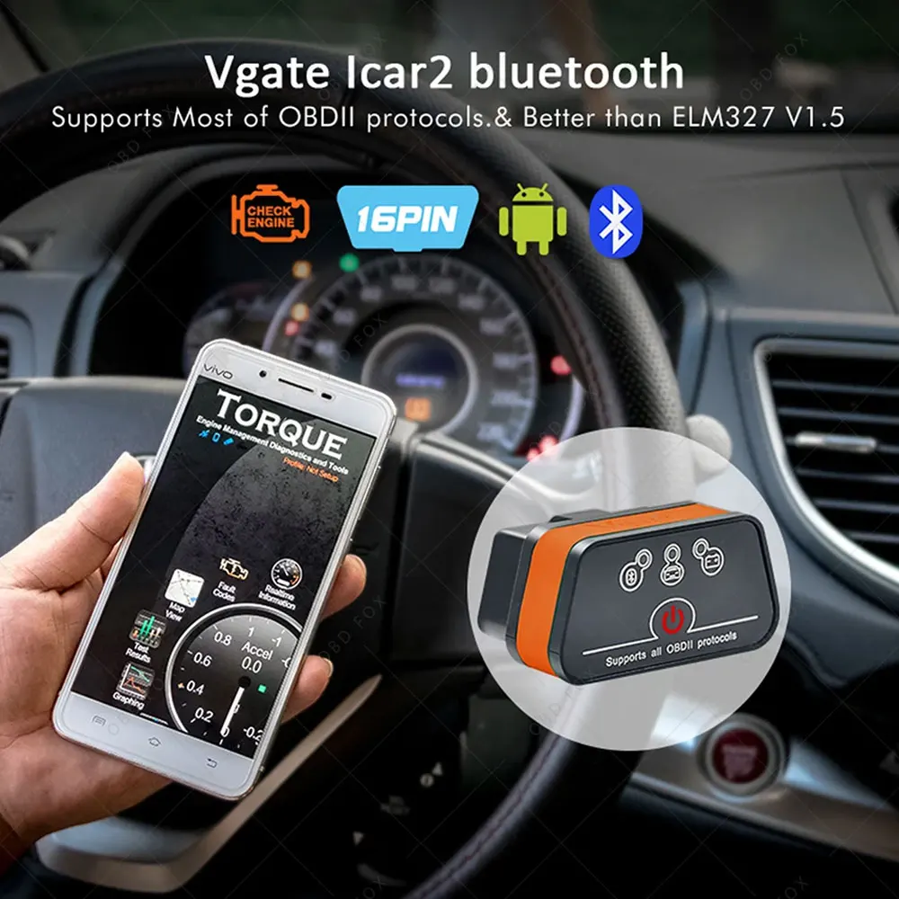 Vgate Icar2 OBD2 スキャナ Vgate Icar Pro V2.3 Wifi/Bluetooth IOS/Android 自動 OBD コードリーダー診断ツール Pk ELM327