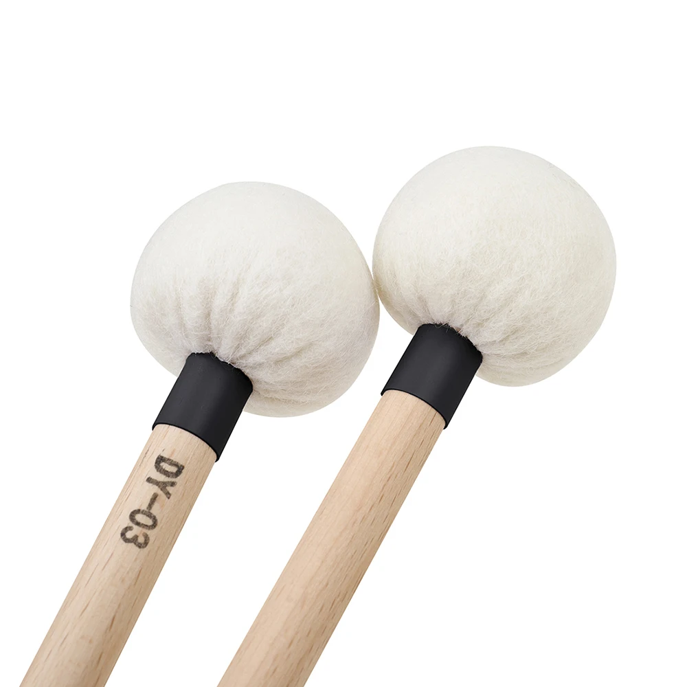 1 Pair Felt  Drumsticks Felt Head Timpani Mallets Wood Handle Anti-slip Bass Drum Sticks Percussion Instruments Accessories