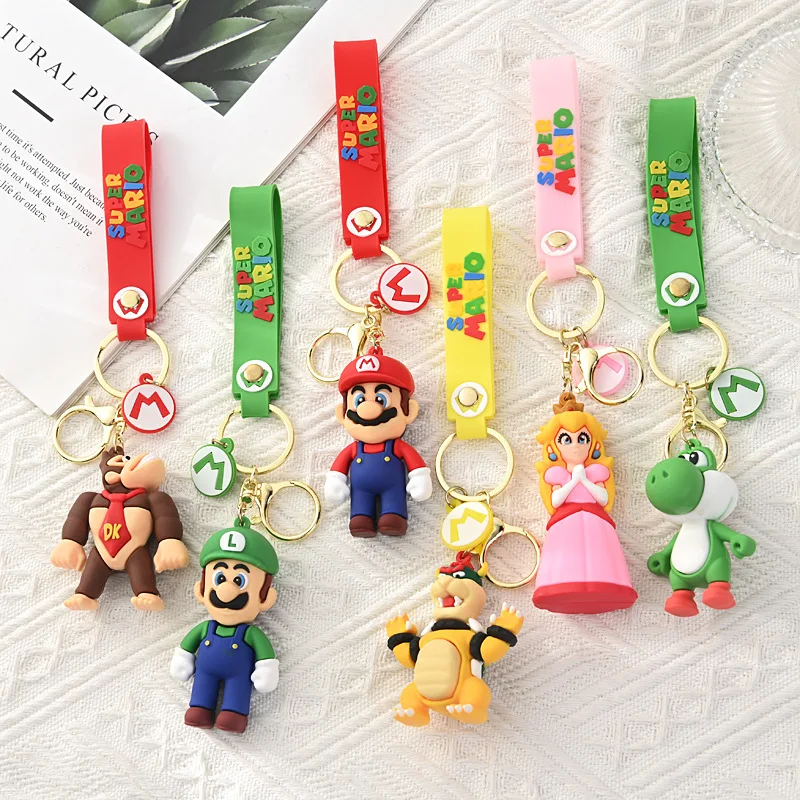 Llavero de Mario Bros con Peach, Luigi, Yoshi, Toad y Bowser, Figura de Acción de PVC, Muñeco de Dibujos Animados, Colgante para Bolsa, Juguete, Regalo