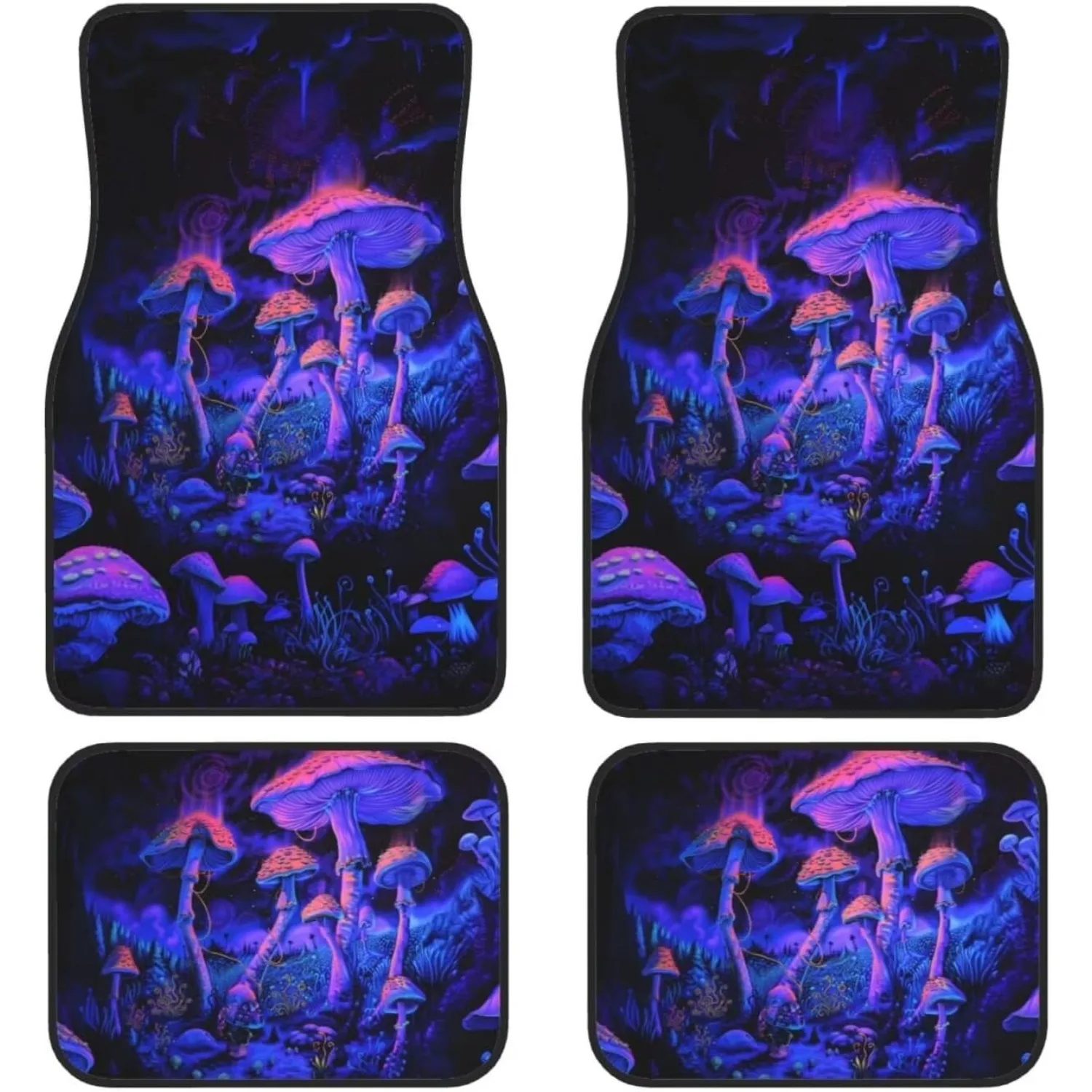 Auto Floor Mats For Women, Featuring A Whimsical Mushroom Design, Includes A Complete Set Of 4 Car Floor Pads For Both Front And
