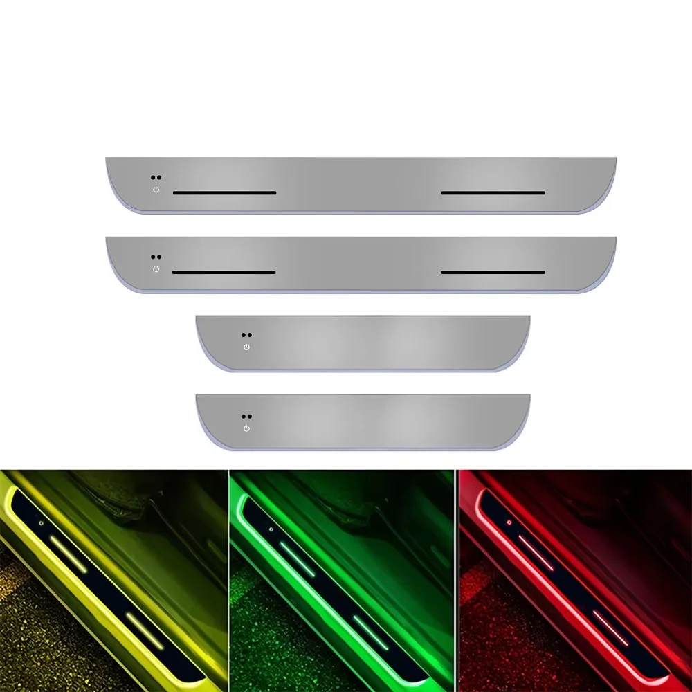 4pcs Car Customized Welcome Door illuminated Sill Light Logo Lamp LED Pedal Decoration Car LED Wireless Acrylic Threshold Light