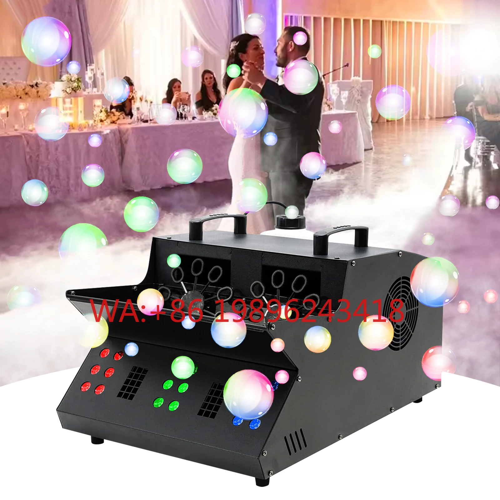 

1500W RGB Electric Remote Controlled DMX512 8-Channel Single/Double Wheel Automatic Soap Bubble Smoke Machine for Stage DJ