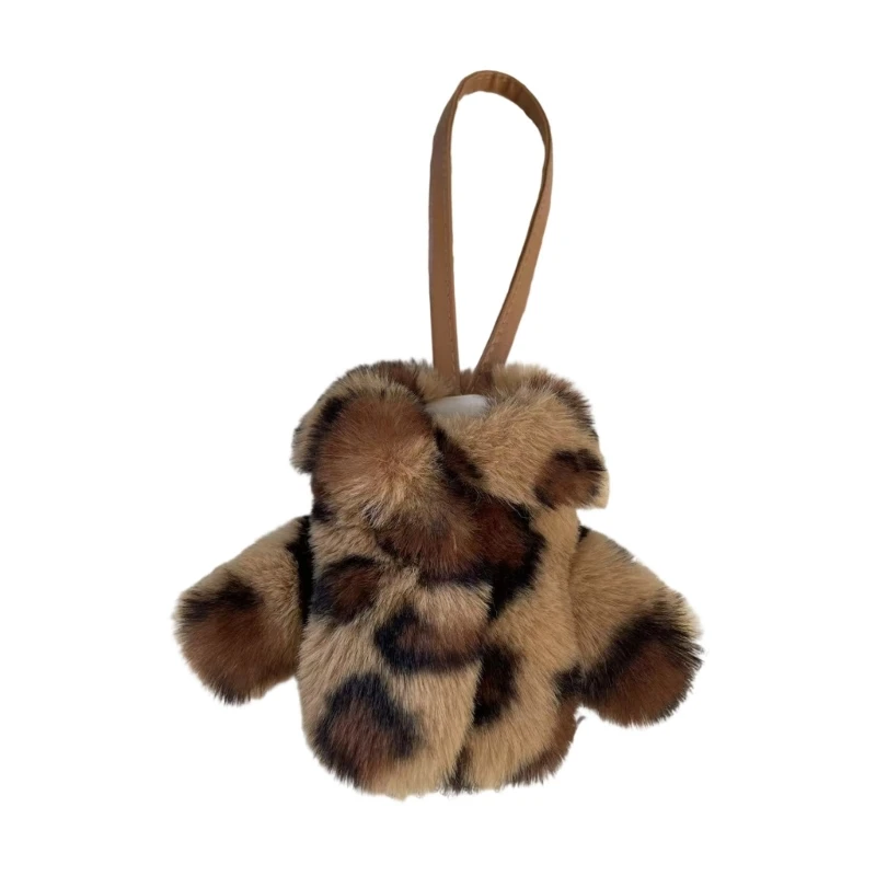  Leopard Prints Plush Doll Outfit Keychain Charm For Bags And Keys Decorative Keychain Accessory For Travel Daily Use