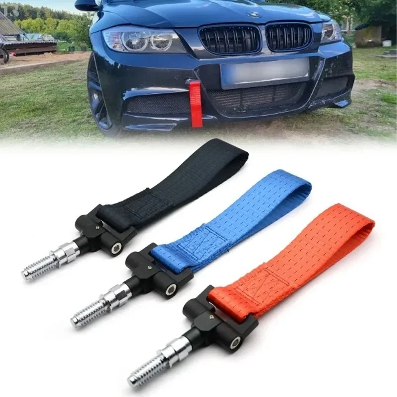 العالمي مقطورة حلقة سحب هوك حزام لتويوتا هوندا نيسان BMW E46/E30/E32/E36/E90/E91 سيارات الثقيلة سحب الملحقات #2