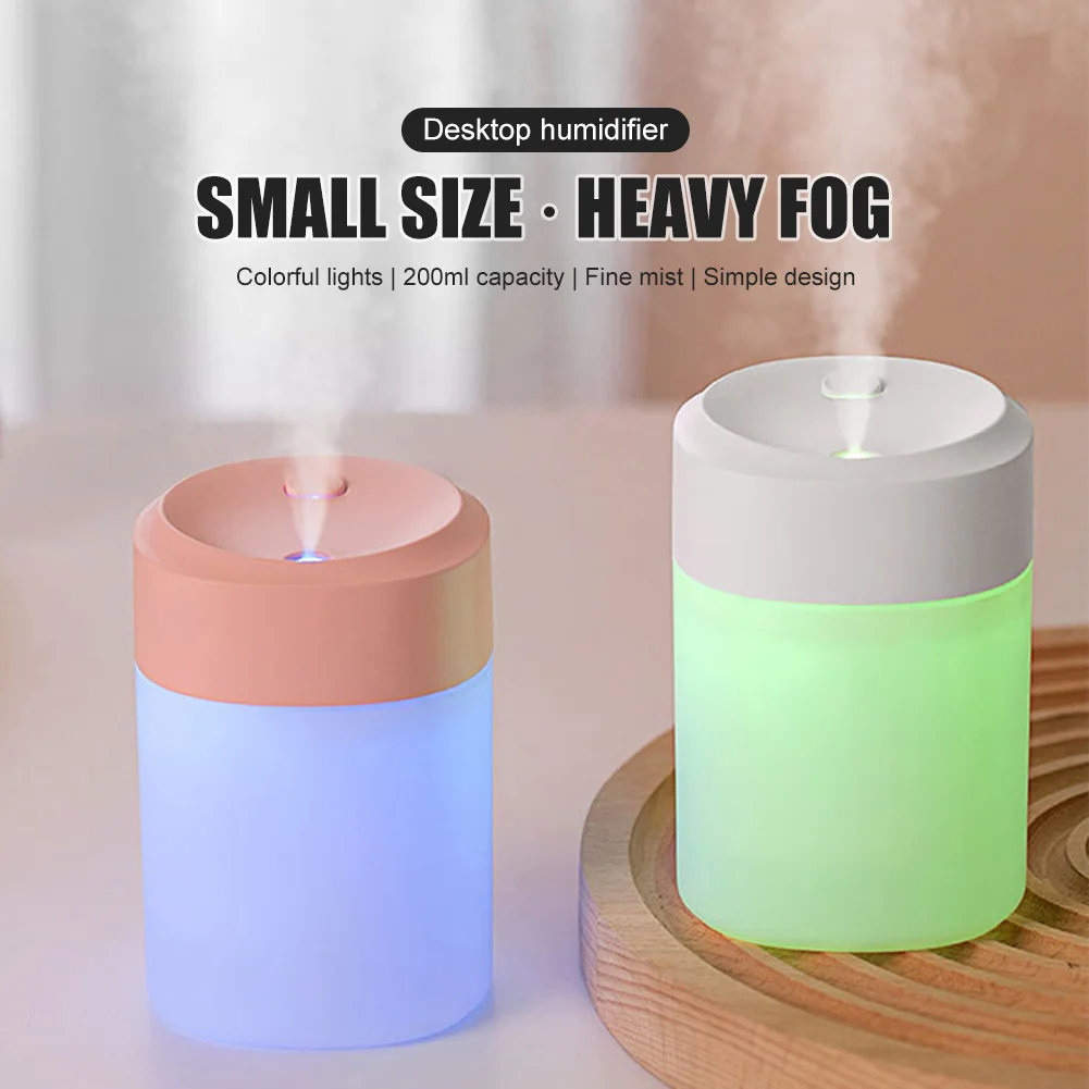 200ml Draagbare Mini Luchtbevochtiger USB Aangedreven Met LED Licht Auto Thuis Luchtbevochtiger Aroma Essentiële Olie Diffuser Interieur Accessoires