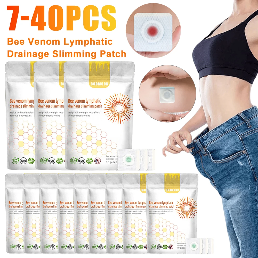 7-40PCS Bee Venom Lymphatic Drainage Patch Fat Burning Anti-Swelling Slimming Patch Weight Loss Lymphatic Bee Venom Patches