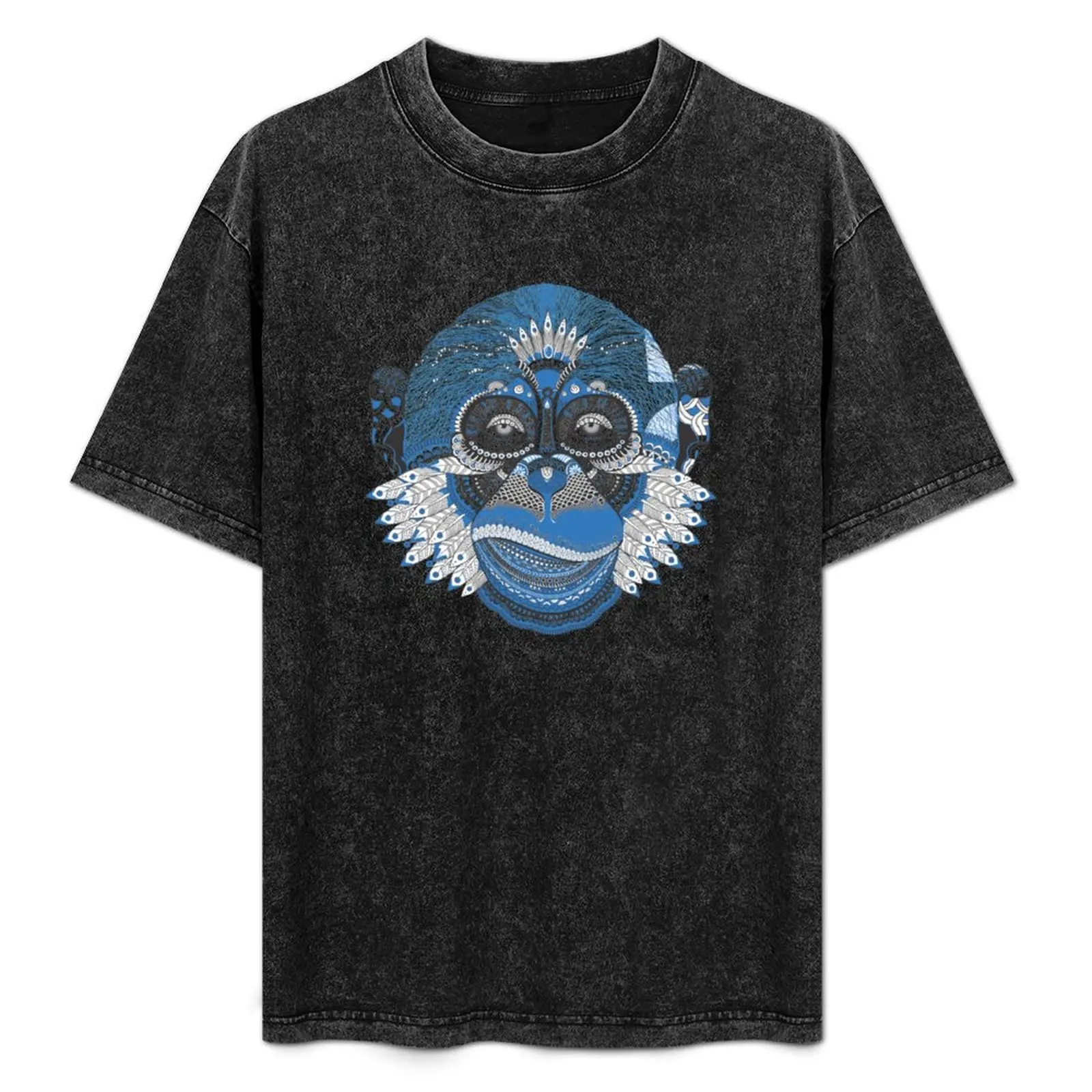 

Fancy Blue Tribal Monkey T-Shirt Large Size Soft Cotton T-Shirt