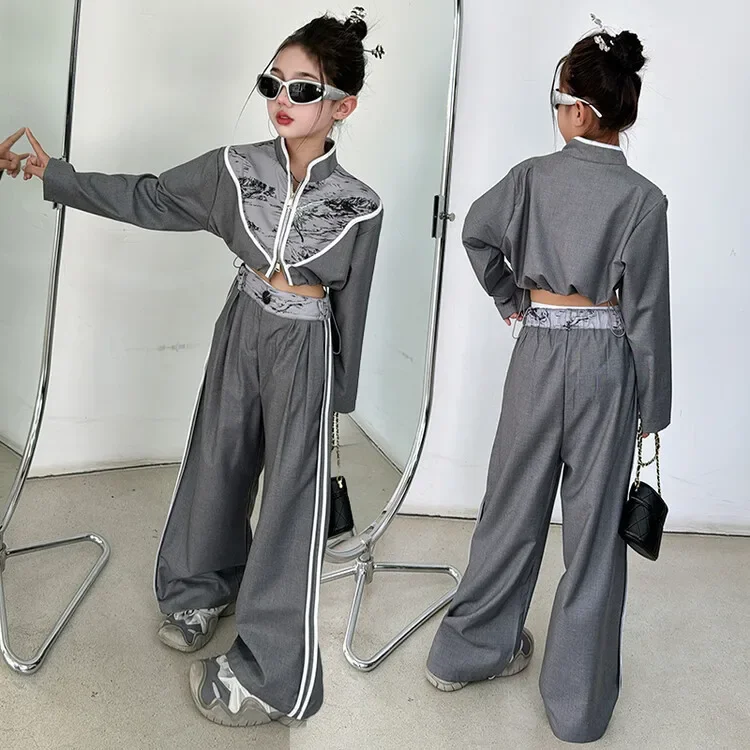 New Girls' Spring Dress Set 2024 New Light Retro New Chinese Style Two Piece Set Fashionable