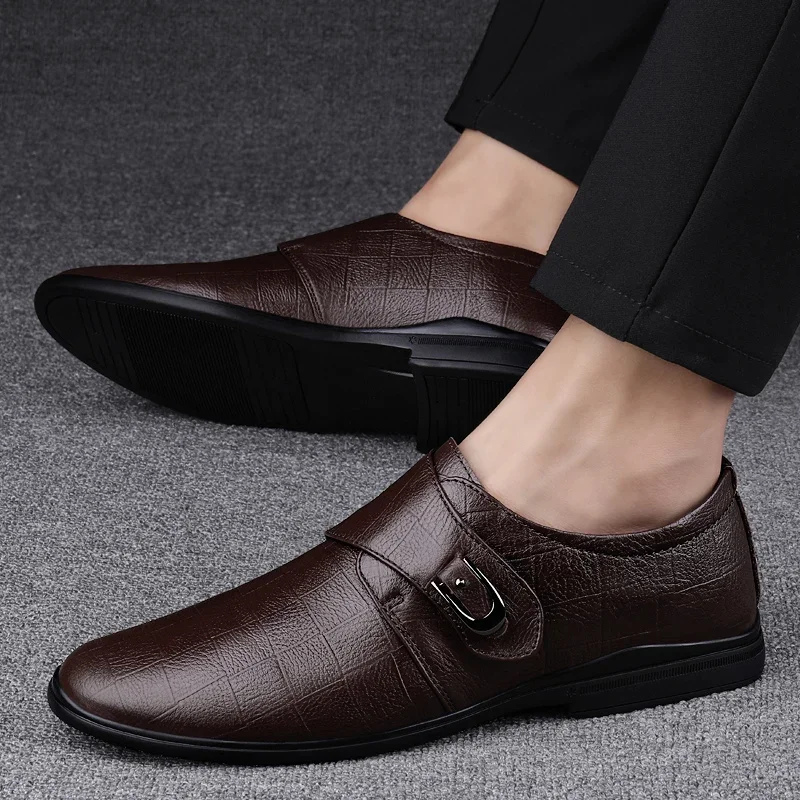 Men\'s Wedding party Shoes outdoor Fashion Casual Mens genuine Leather Loafers Comfortable Slip-on Moccasins Men shoes