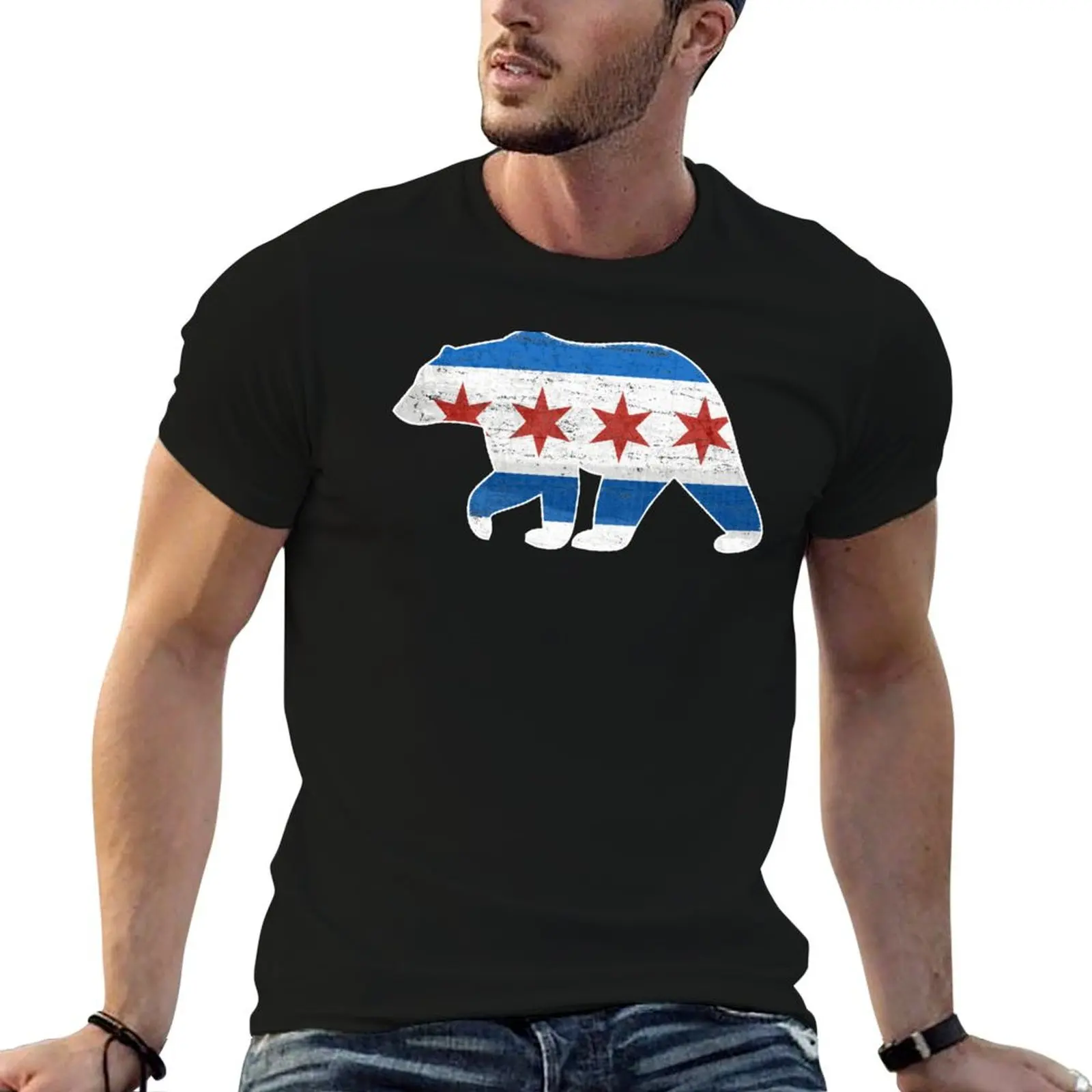 

Bear designer Walking Flag Chicago Vintage anime shirt Cute Grunge State t Lover Gift man T-Shirt Style shirts for man t