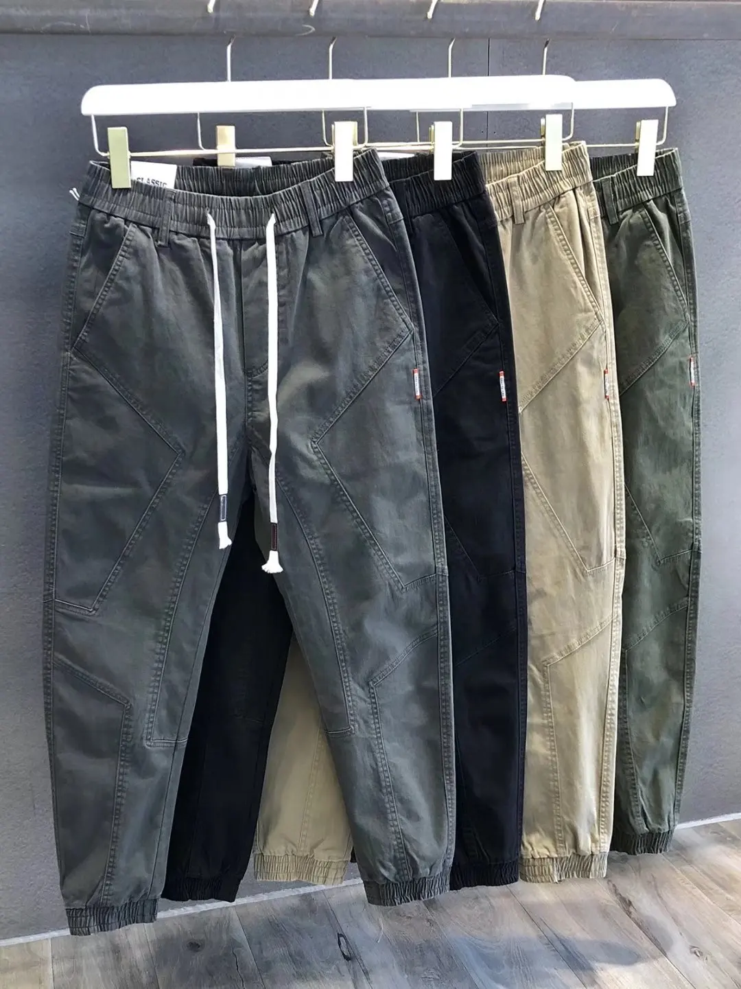 

Men's Casual Cotton Work Trousers Thin Wear-resistant Spring Autumn Nine-point Simple Match All-matching Pants Youth Sle